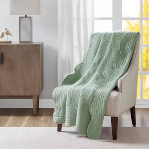 Sapphtopaz 72"x60" Oversized Blanket with Scalloped Edges, Soft Quilted Throw Blanket with Cotton Filling for Bed, Fluffy Bedding for Room - 1 of 4