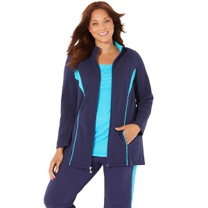 Catherines Women's Plus Size Glam French Terry Active Jacket - 1 of 4