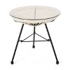 Kumasinova 18" Industrial Tempered Glass Top Outdoor Side Table with Rattan Frame&Iron legs,Patio Accent End Table for Poolside,Garden&Porch,White - 4 of 4