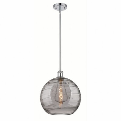 Athens Deco Swirl - 1 Light Stem Hung Mini Pendant In Industrial Style-15 Inches Tall and 12 Inches Wide