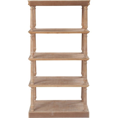 Finch 60" Maxwell 4 Tier Bookshelf Natural: Mid-Century Modern Style, Open Back, Wood Veneer