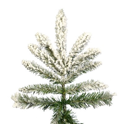 7.5 ft Flocked Green and White Fir Artificial Christmas Tree with Stand