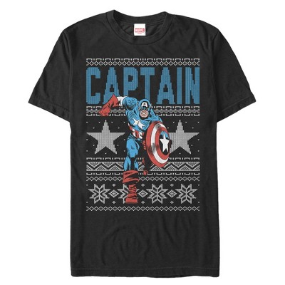 Men's Marvel Ugly Christmas Captain America Star T-Shirt