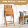 Tangkula Patio Folding Chair Set of 2 Portable Acacia Wood Dining Chairs with High Back & Seat Cushions Beige/Navy/Red - 2 of 3