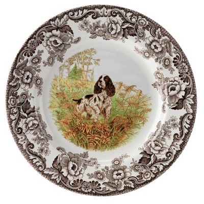 Spode Woodland 8” Dinner Plate, Perfect For Thanksgiving And Other Special Occasions, Made In England, Dog Motifs