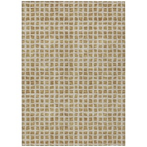 Gold And Beige Geometric Washable Indoor Outdoor Area Rug - 1 of 4