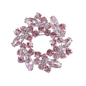 Anna-Kaci Crystal Inspired Floral Wreath Holiday Christmas Old Fashion Brooch Pin - 1 of 4