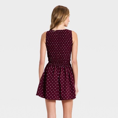 Женские платья A New Day Women's Smocked Mini A-Line Dress - A New Day™ Maroon S — фото 2