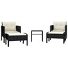 vidaXL 5 Piece Patio Lounge Set with Cushions Black Poly Rattan - 2 of 4