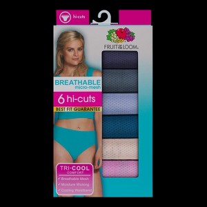 Fruit Of the Loom Women's Breathable Micro-Mesh Hi-Cut Panty,6 Pack - 1 of 4
