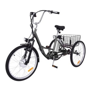 Garvee Adult Electric Trike, 7-Speed Electric Tricycle, 26" Folding Electric Tricycle with Basket, 36V Detachable Battery, 250W Brushless Motor, Grey - 1 of 4