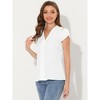 Allegra K Women's Summer Office V-Neck Solid Color Casual Chiffon Ruffle Sleeve Blouse - 4 of 4