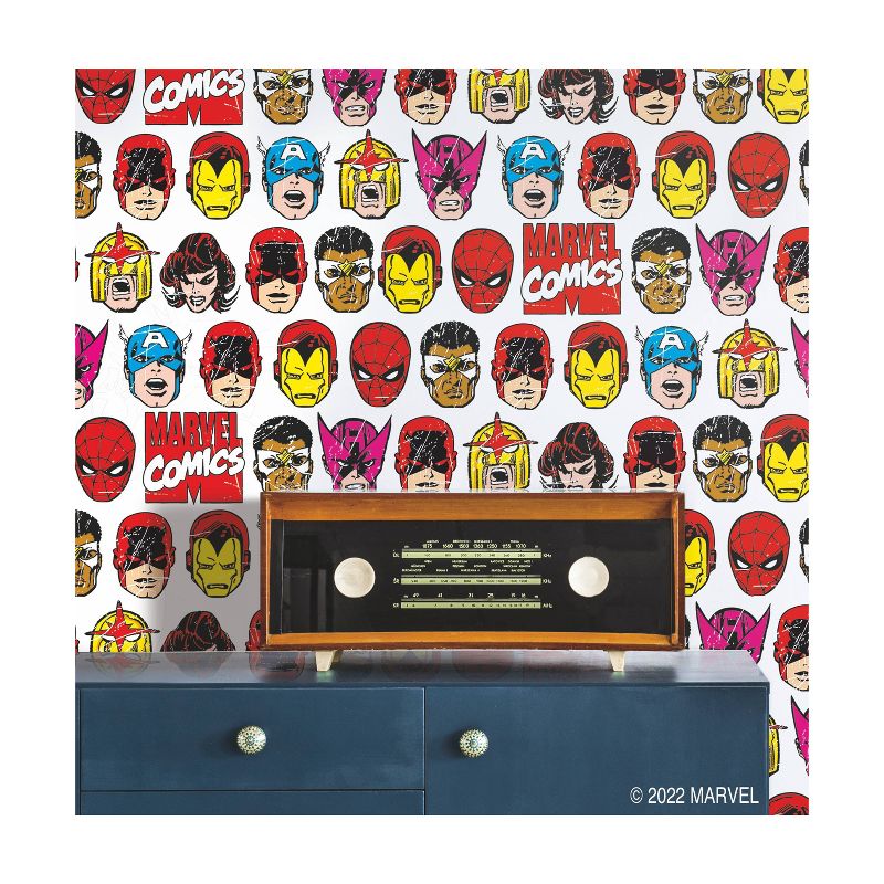 Marvel Comics Classic Faces Peel &#38; Stick Kids&#39; Wallpaper - RoomMates, 3 of 9