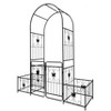 COMHOMA Metal Garden Arch with Gate and Plant Pot Garden Arbor Trellis Climbing Plants Support Rose Arch Black - 2 of 4