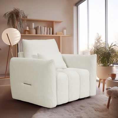 NicBex Couches for Living Room 38.1" Cloud Single Sofa Chair Teddy Fabric Upholstered 1-seat Modern Lounge Chair Sofa with a Pillow
