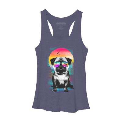 Women's Design By Humans Summer Pug By clingcling Racerback Tank Top