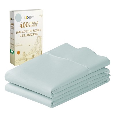 400 Thread Count Pillowcases, 100% Cotton Sateen, Soft & Cooling by California Design Den