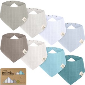 8pk Lumi Muslin Baby Bibs, Bandana Bibs for Baby Boy, Baby Girl, Muslin Drool Bib for Newborn, Toddler - 1 of 4