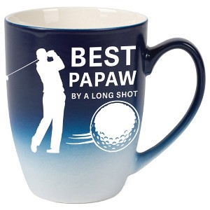 Elanze Designs Best Papaw By A Long Shot Two Toned Ombre Matte Navy Blue and White 12 ounce Ceramic Stoneware Coffee Cup Mug - 1 of 4