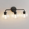 DORESshop 23 in. 3-Light Black Vanity Light with Globe Glass Shades for Bathroom, Mirror, Powder Room - 2 of 4