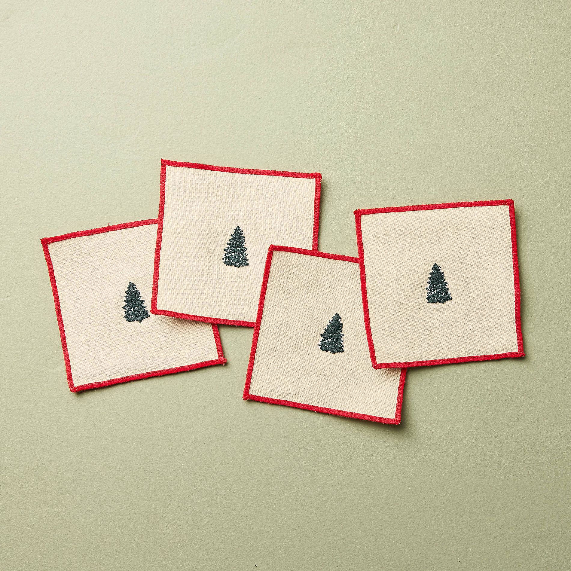 Set of 4 Cloth Cocktail Embroidered Tree Napkins - Hearth & Hand™ with Magnolia