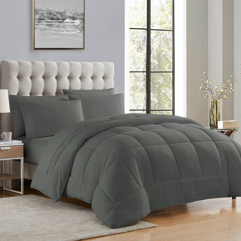 Sweet Home Collection Bed-in-A-Bag Solid Color Comforter & Sheet Set Soft All Season Bedding, 1 of 8
