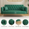 QingMoon 71" Convertible Loveseat Sofa, Velvet Couch Bed, Folding Recliner with Golden Metal Legs and Pillows for Living Room, Office - 2 of 4