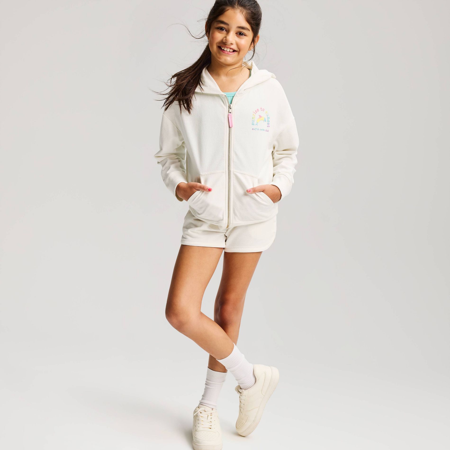 Girls' French Terry Graphic Zip-Up Hoodie Sweatshirt - Cat & Jack™