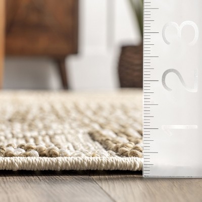 Diamond Weave Synthetic 4' x 6' Easy Care Area Rug in Beige