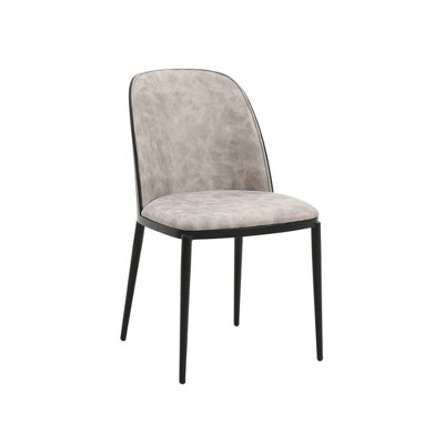 LeisureMod Tule Dining Chair with PU Leather/Velvet/Suede Seat and Black Steel Frame