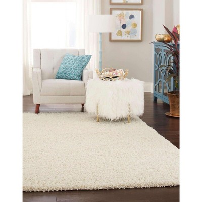 Luxe Ivory Blue 9' x 12' Rectangular Easy Care Shag Rug