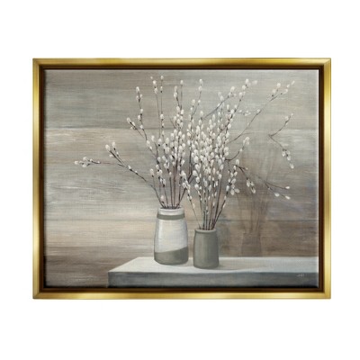 Stupell Industries Willow Still Life Gold Floater Framed Canvas Wall Art, 24 x 30
