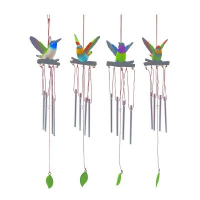 Transpac Resin/Metal Hummingbird Chime Set of 4 Spring Home Decorations