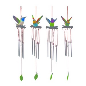 Transpac Resin/Metal Hummingbird Chime Set of 4 Spring Home Decorations - 1 of 3
