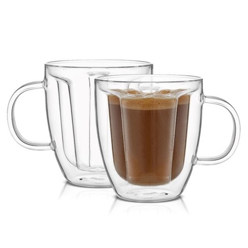 Joyjolt Diner Double Wall Insulated Glasses - 13.5 Oz - Set Of 2 Insulated  Coffee & Tea Glass Mug : Target