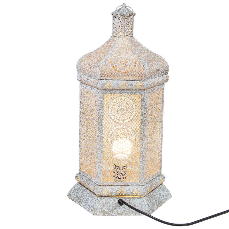 Northlight 21.5" White and Gold Moroccan Style Lantern Table Lamp, 4 of 5