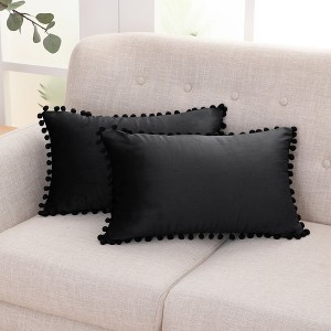 Deconovo Velvet Pom-Pom Pillow Covers 2-Pack – Multiple Sizes (Cover Only) - 1 of 4