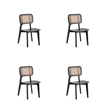 Set of 4 Versailles Square Dining Chairs Black/Natural - Manhattan Comfort
