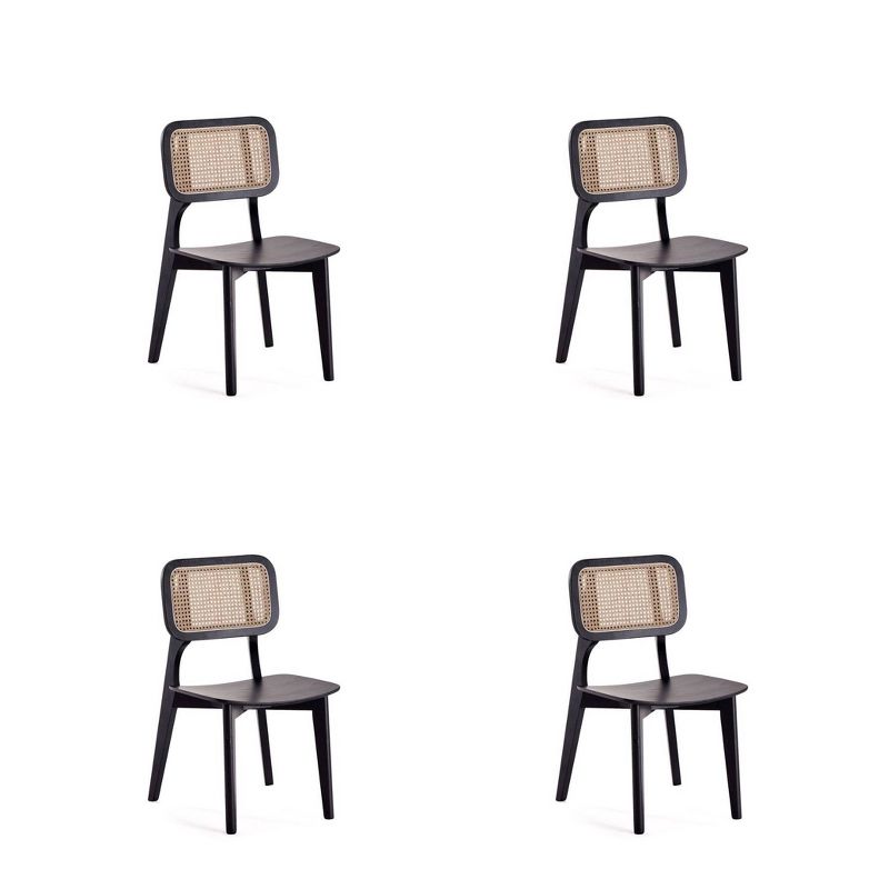 Set of 4 Versailles Square Dining Chairs Black/Natural - Manhattan Comfort, 1 of 13