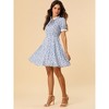 Allegra K Women's Lace Crochet Contrast Collar Ruffle Tie Neck Short Sleeve Floral Dress - 4 of 4