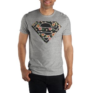 Tropical Superman Flower Logo Men's Gray T-Shirt Tee Shirt - 1 of 1
