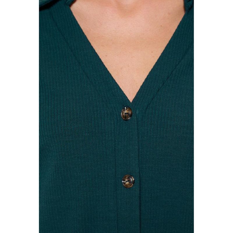 WEST K Women's Amaya Rib Knit Button Down Collar Top, 4 of 7