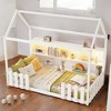 Mshliw Twin Size House Bed with LED Light and Storage Bookshelf, Wooden Floor Bed with Guardrails for Kids – Safe & Cozy Design - 2 of 4