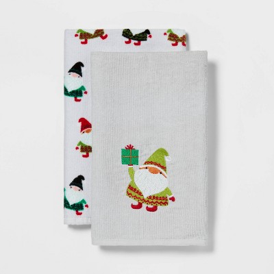 2pk Gnome Holiday Hand Towel Set Gray - Wondershop™