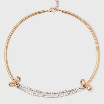 SUGARFIX by BaubleBar Crystal Bow Collar Necklace - Gold