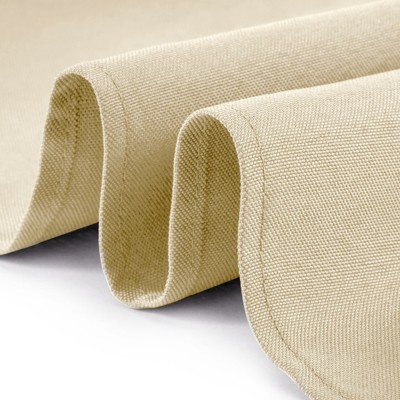 Beige 108 Inch Round Polyester Fabric Tablecloth