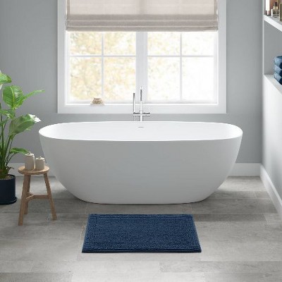 Kumasinova Plush Cotton Bathroom Rug, 3000 GSM Reversible Bath Rug, Tufted Washable Rug, Non-Slip Area Rug, Door Mat