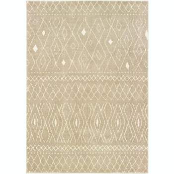 Oriental Weavers Carson Collection Fabric Sand/Ivory Pattern- Living Room, Bedroom, Home Office Area Rug, 7'10