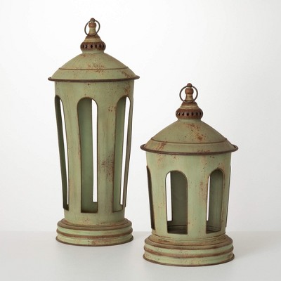 Sullivans 29" & 21.25" Patinaed Gazebo Lantern Set of 2, Metal