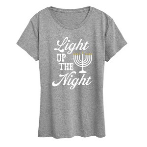 Women's - Instant Message - Light Up The Night Menora Short Sleeve Graphic T-Shirt - 1 of 4